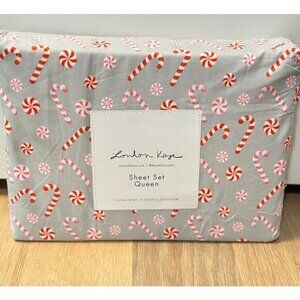 Candy Cane Christmas London Kaye Sheet Set- QUEEN